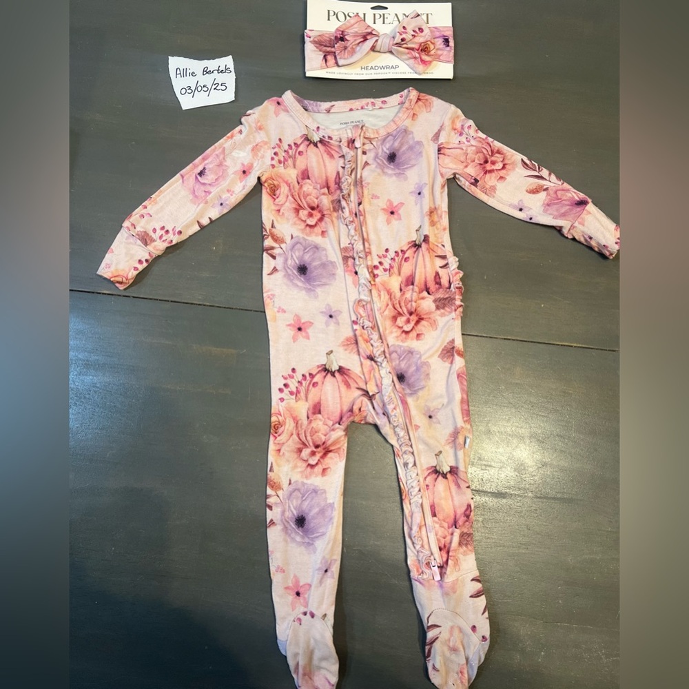 Posh Peanut Danielle Pumpkin Ruffle Footie Pajama
